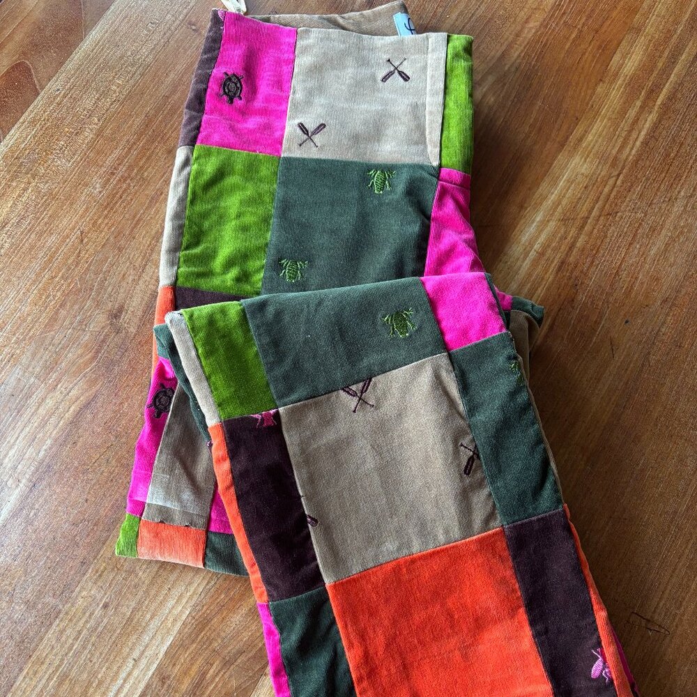 Lilly Pullitzer vintage corduroy patchwork pants with embroidery
